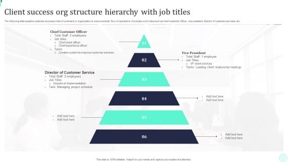 Client Success Org Structure Hierarchy With Job Titles Topics PDF