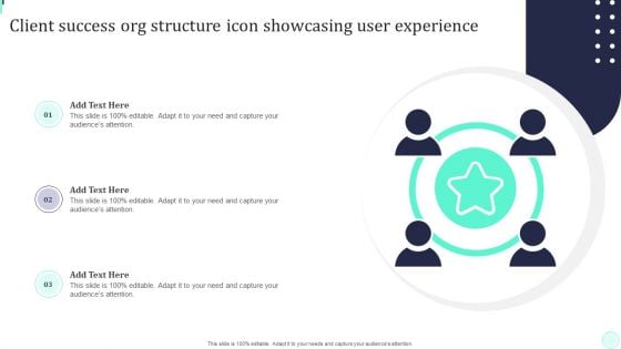 Client Success Org Structure Icon Showcasing User Experience Icons PDF