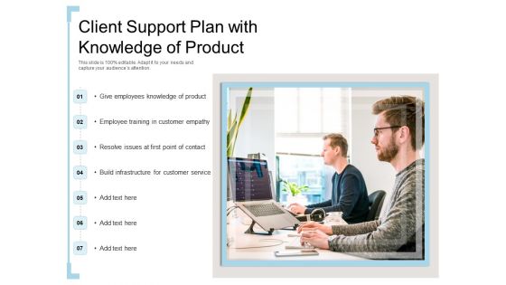 Client Support Plan With Knowledge Of Product Ppt PowerPoint Presentation Layouts Guidelines PDF