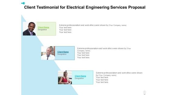 Client Testimonial For Electrical Engineering Services Proposal Ppt Icon Layout Ideas PDF