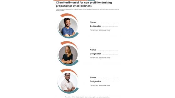 Client Testimonial For Non Profit Fundraising For Small Business One Pager Sample Example Document Client Testimonial For Non Profit Fundraising For Small Business One Pager Sample Example Document