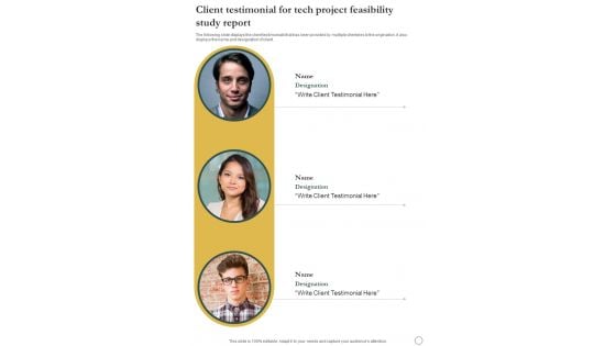 Client Testimonial For Tech Project Feasibility Study Report One Pager Sample Example Document Client Testimonial For Tech Project Feasibility Study Report One Pager Sample Example Document