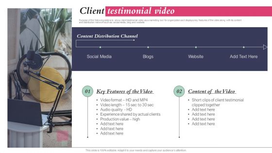 Client Testimonial Video Action Plan Playbook For Influencer Reel Marketing Elements PDF