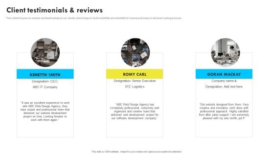 Client Testimonials And Reviews Web Design And Development Company Profile Inspiration PDF Client Testimonials And Reviews Web Design And Development Company Profile Inspiration PDF