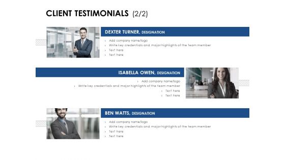 Client Testimonials Designation Ppt PowerPoint Presentation Diagram Lists