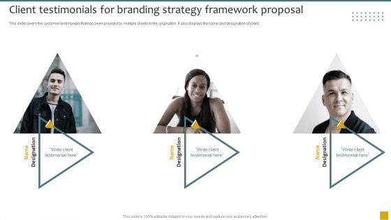 Client Testimonials For Branding Strategy Framework Proposal Ppt Styles Slide Portrait PDF