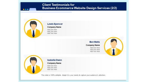 Client Testimonials For Business Ecommerce Website Design Services Planning Ppt PowerPoint Presentation Ideas Pictures PDF