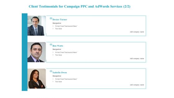 Client Testimonials For Campaign PPC And Adwords Services Testimonials Rules PDF