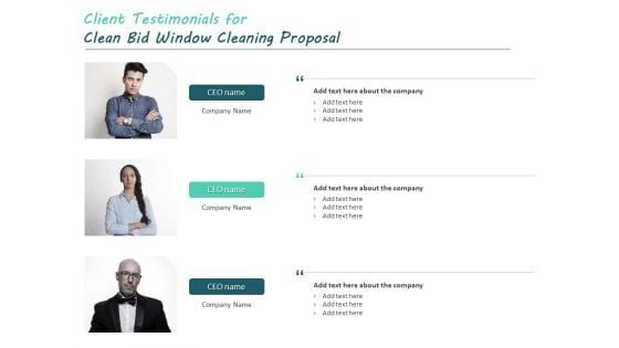 Client Testimonials For Clean Bid Window Cleaning Proposal Ppt File Example PDF