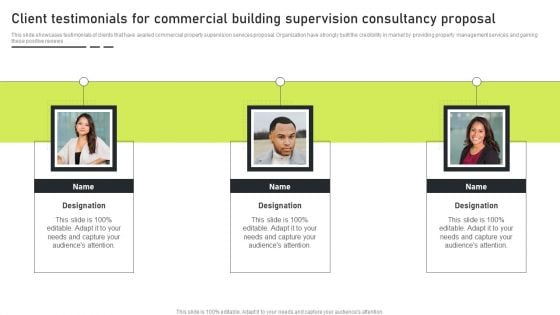 Client Testimonials For Commercial Building Supervision Consultancy Proposal Clipart PDF