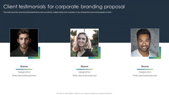 Client Testimonials For Corporate Branding Proposal Sample PDF