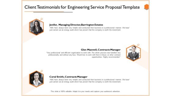 Client Testimonials For Engineering Service Proposal Template Rules PDF