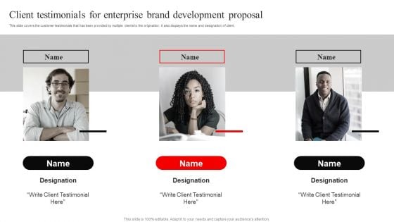 Client Testimonials For Enterprise Brand Development Proposal Professional PDF