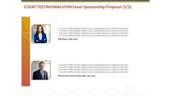 Client Testimonials For Event Sponsorship Proposal Ppt Ideas Microsoft PDF