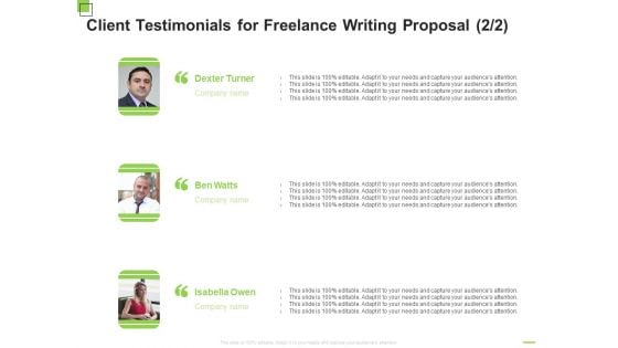 Client Testimonials For Freelance Writing Proposal Teamwork Ppt Portfolio Microsoft PDF