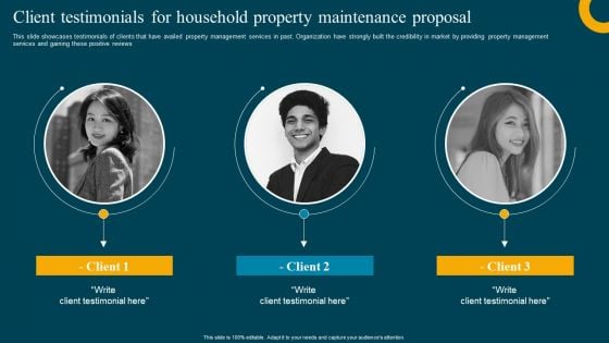 Client Testimonials For Household Property Maintenance Proposal Guidelines PDF Client Testimonials For Household Property Maintenance Proposal Guidelines PDF