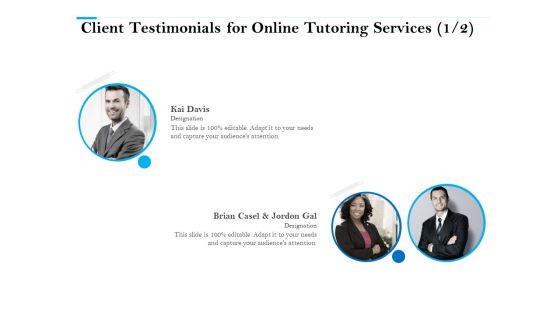 Client Testimonials For Online Tutoring Services Ppt PowerPoint Presentation Infographics Diagrams PDF