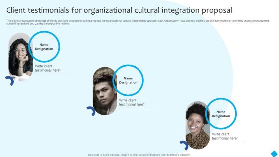 Client Testimonials For Organizational Cultural Integration Proposal Microsoft PDF