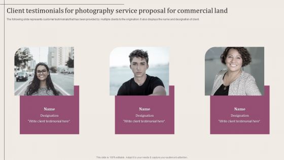 Client Testimonials For Photography Service Proposal For Commercial Land Microsoft PDF