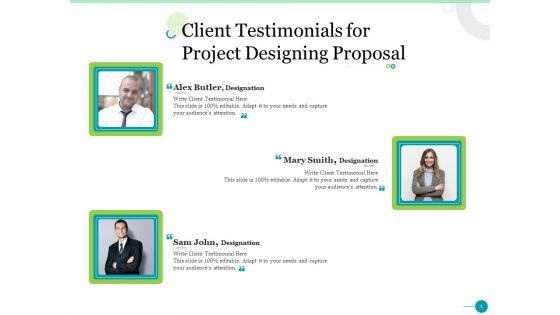 Client Testimonials For Project Designing Proposal Ppt Icon Template PDF