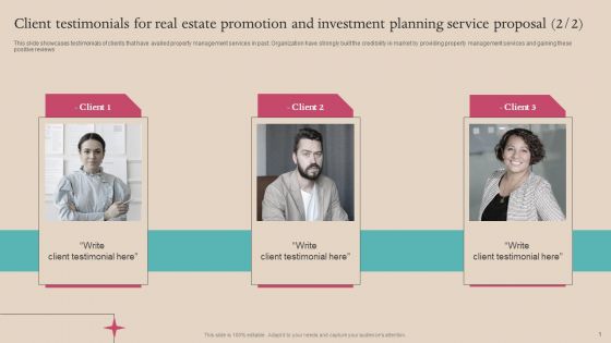 Client Testimonials For Real Estate Promotion And Investment Planning Service Proposal Clipart PDF Client Testimonials For Real Estate Promotion And Investment Planning Service Proposal Clipart PDF