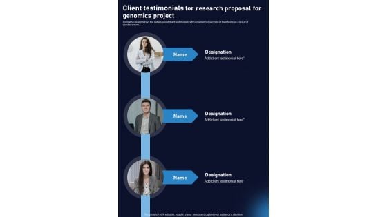 Client Testimonials For Research Proposal For Genomics Project One Pager Sample Example Document