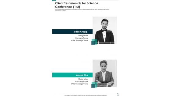 Client Testimonials For Science Conference One Pager Sample Example Document