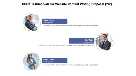 Client Testimonials For Website Content Writing Proposal Teamwork Ppt Slides Format PDF