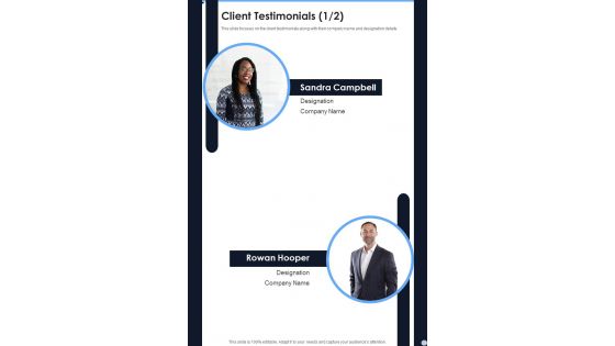 Client Testimonials Proposal For Data Analysis In Research Project One Pager Sample Example Document