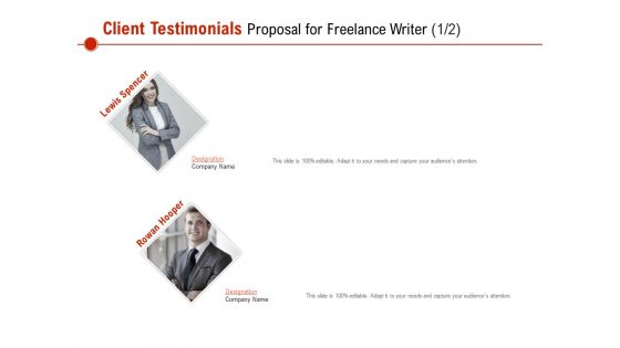 Client Testimonials Proposal For Freelance Writer Ppt PowerPoint Presentation File Outfit PDF