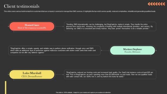 Client Testimonials Ringcaptcha Capital Funding Pitch Deck Infographics PDF Client Testimonials Ringcaptcha Capital Funding Pitch Deck Infographics PDF