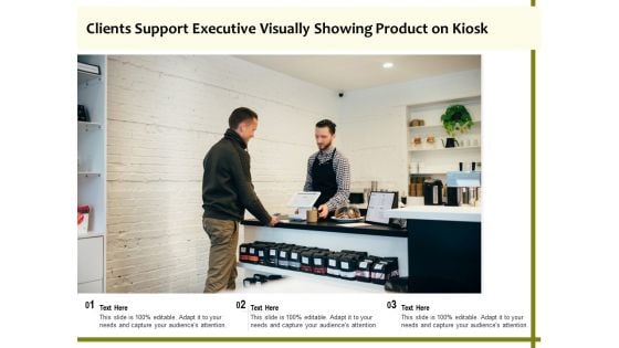 Clients Support Executive Visually Showing Product On Kiosk Ppt PowerPoint Presentation Model Graphics PDF