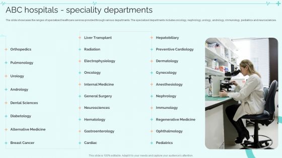 Clinical Services Company Profile ABC Hospitals Speciality Departments Background PDF