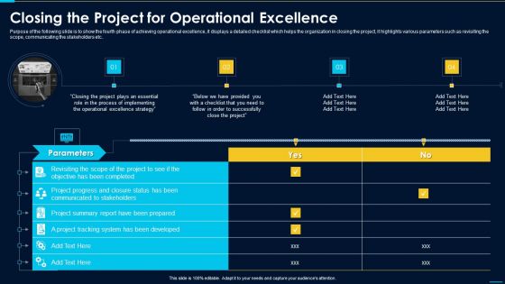 Closing The Project For Operational Excellence Infographics PDF