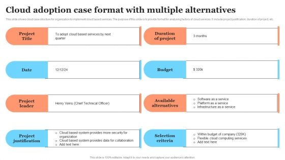 Cloud Adoption Case Format With Multiple Alternatives Microsoft PDF