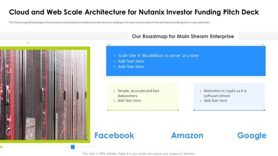 Cloud And Web Scale Architecture For Nutanix Investor Funding Pitch Deck Graphics PDF