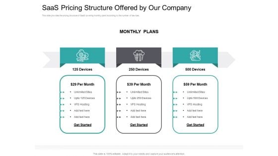 Cloud Based Marketing Saas Pricing Structure Offered By Our Company Ppt PowerPoint Presentation Professional Visuals PDF