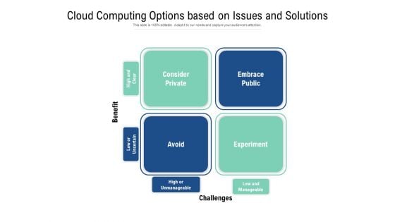 Cloud Computing Options Based On Issues And Solutions Ppt PowerPoint Presentation Icon Influencers PDF
