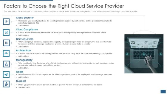 Cloud Computing Service Models IT Factors To Choose The Right Cloud Service Provider Topics PDF