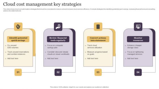 Cloud Cost Management Key Strategies Portrait PDF