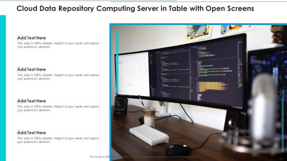 Cloud Data Repository Computing Server In Table With Open Screens Designs PDF