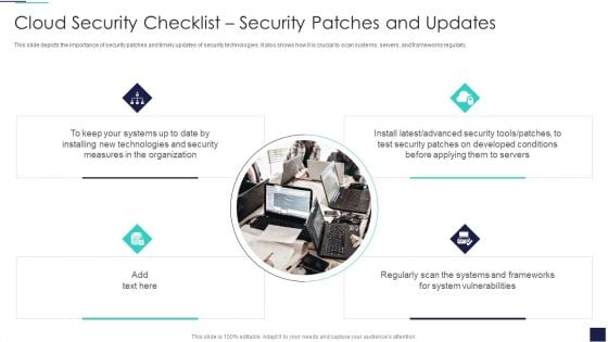 Cloud Information Security Cloud Security Checklist Security Patches And Updates Ppt Show Background Designs PDF