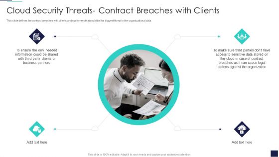 Cloud Information Security Cloud Security Threats Contract Breaches With Clients Background PDF
