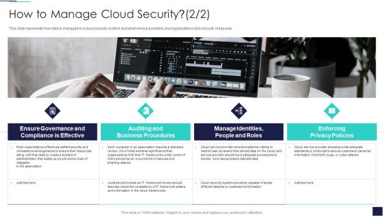 Cloud Information Security How To Manage Cloud Security Ppt Model Graphics PDF