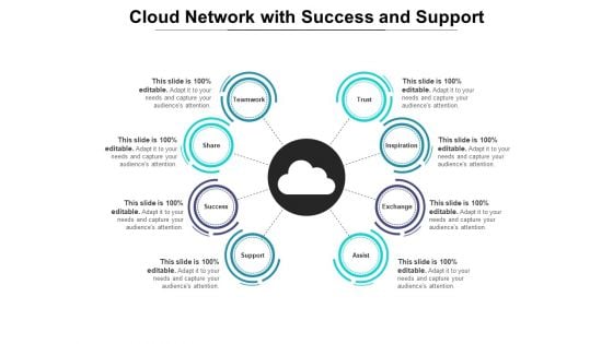 Cloud Network With Success And Support Ppt PowerPoint Presentation Gallery Elements PDF