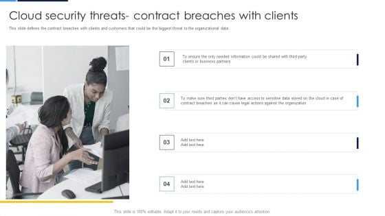 Cloud Security Assessment Cloud Security Threats Contract Breaches With Clients Professional PDF Cloud Security Assessment Cloud Security Threats Contract Breaches With Clients Professional PDF
