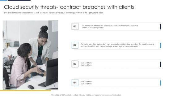 Cloud Security Assessment Cloud Security Threats Contract Breaches With Clients Professional PDF