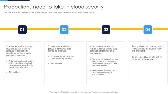 Cloud Security Assessment Precautions Need To Take In Cloud Security Elements PDF