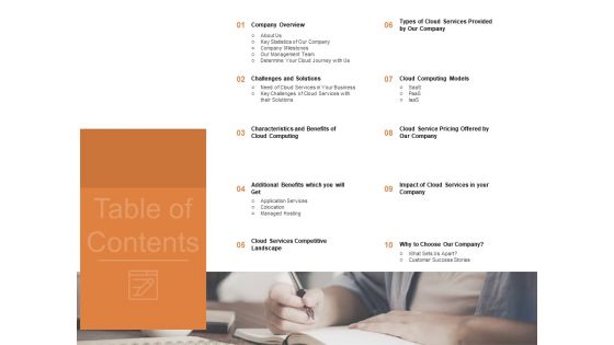 Cloud Services Best Practices Marketing Plan Agenda Table Of Contents Clipart PDF