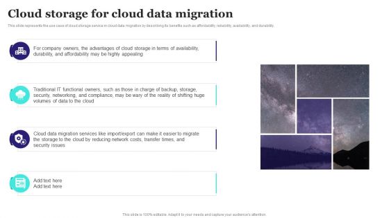 Cloud Storage For Cloud Data Migration Ppt PowerPoint Presentation Diagram Images PDF